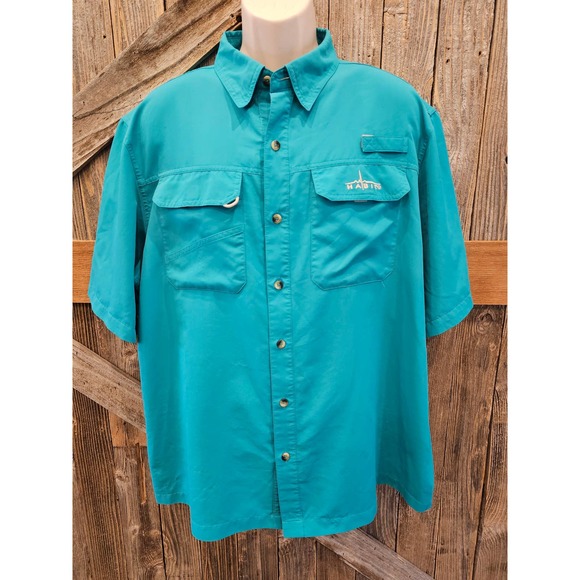 Habit fishing shirt men's XL Short Sleeve Vented performance teal button up - Picture 2 of 8